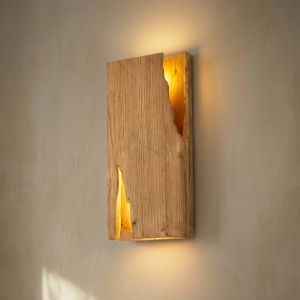 Applique murale Lucande Tarry, bois, largeur 45 cm, 2 x E14