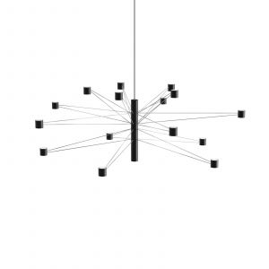 kdln suspension LED POLAR 15.3, &Oslash; 124 cm noir 15 lampes &agrave; intensit&eacute; variable
