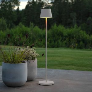Konstsmide Lampadaire LED rechargeable Pomezia, blanc, 124 cm, IP54, USB