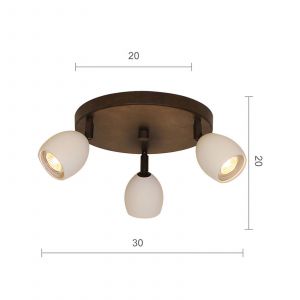 Menzel Provence mat plafonnier &agrave; 3 lampes rond