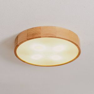 TEMAR LIGHTING Plafonnier Cleo DR475, IP20, d&eacute;tecteur, &Oslash; 48 cm, bois de ch&ecirc;ne