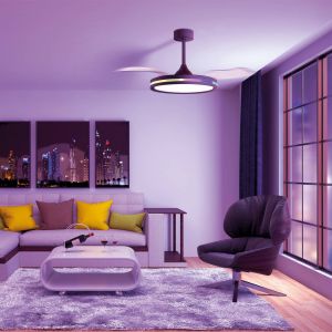 Mantra Iluminación Ventilateur de plafond LED Rafaga noir DC silencieux Ø 106 cm CCT RVB