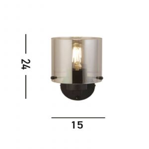 Searchlight Applique murale Sweden, noir/gris fumée, à 1 lampe, acier, verre