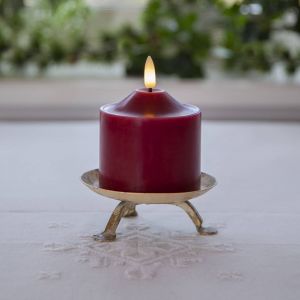STAR TRADING Bougie LED Flamme, hauteur 9,5 cm rouge Cire véritable Fonctionnement sur piles