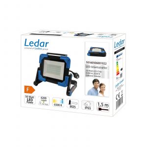 Ledino Projecteur de chantier LED Ledar 6.500 K 120&deg; noir 50 W