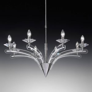 Metallux Lustre ICARO avec verre cristal , 8 lampes, chromé