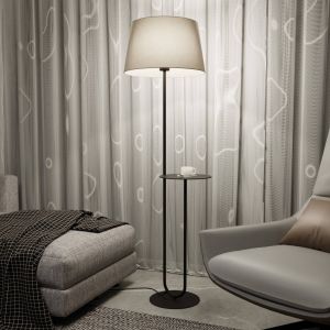 EMIBIG LIGHTING Lampadaire Hotel, beige/noir, hauteur 150 cm, tissu/m&eacute;tal