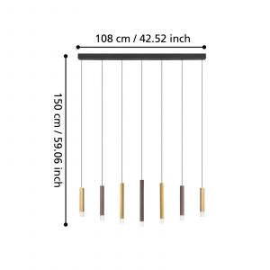 EGLO Stars Of Light Suspension LED Estanterios, &agrave; 7 lampes, longue