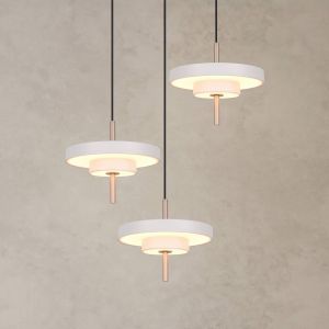 Trio Lighting Suspension LED Keaton, gris clair, &Oslash; 45 cm, m&eacute;tal, CCT &agrave; 3 lampes.