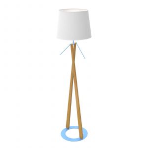 Aluminor Lampadaire Zazou LS, abat-jour tissu, socle bleu