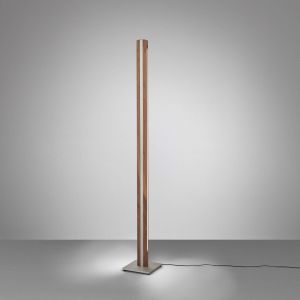 Quitani Lampadaire LED Elis, noyer/nickel