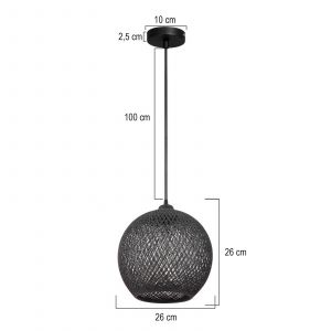 MODELSA Suspension Yumak, noir, &Oslash; 26 cm, c&acirc;ble, &agrave; 1 lampe
