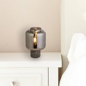 Searchlight Lampe à poser X Vessel, gris / gris fumé, béton, verre