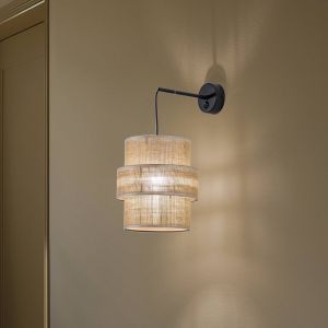 TK Lighting Applique murale Calisto, Jute, brun naturel, interrupteur