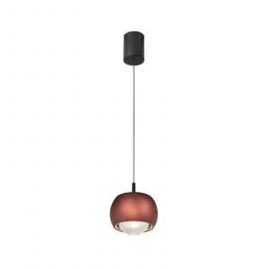 Mantra Iluminación Suspension LED Roller, café, hauteur réglable, lentille en verre