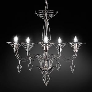 Metallux Lustre Dedalo &agrave; 5 lampes chrom&eacute;