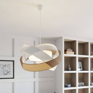 Suspension Lindby Simaria, marron/gris/blanc, Ø 60 cm, E27