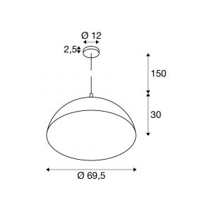 SLV suspension Forchini, 70 cm noir/doré plastique