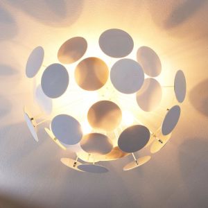 Plafonnier Lindby Kinan, Ø 54 cm, blanc, métal, E14