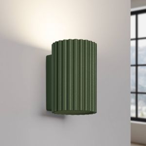 SOLLUX LIGHTING Applique murale ALORA, hauteur 10 cm, vert olive, m&eacute;tal, 1 x GU10