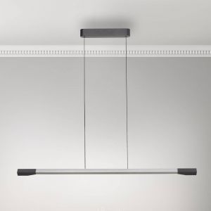 Paul Neuhaus Suspension LED Hoop, couleur aluminium, 128 cm, intensité variable