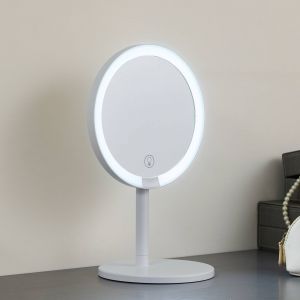 Lindby miroir LED rechargeable Renki, blanc, plastique, intensité variable