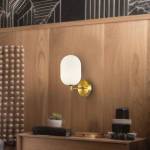 Eko-Light Applique murale Alias, m&eacute;tal dor&eacute;, verre opale, &agrave; 1 lampe