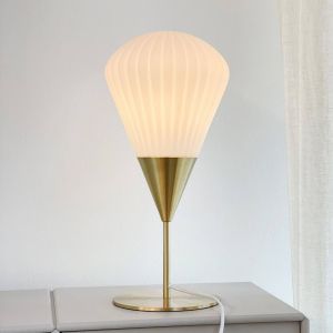 Dyberg Larsen Lampe de table Ballon, blanc/couleur laiton, 46 cm