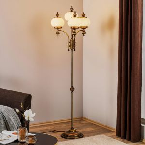 Orion Lampadaire 4 lampes Delia, laiton ancien