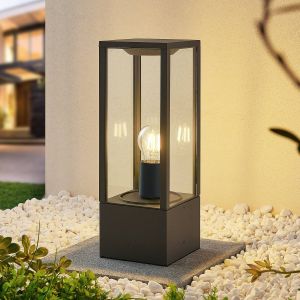 Lindby, luminaire pour socle Peldar, hauteur 40 cm, anthracite, verre