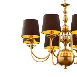 Jupiter Lustre Baranio, couleur laiton/noir, Ø 100 cm à 8 lampes