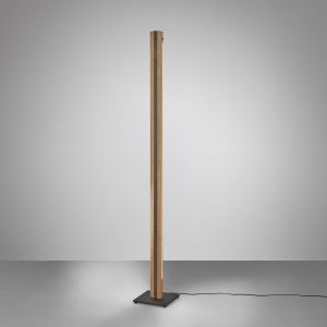 Quitani Lampadaire LED Elis, chêne/noir