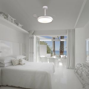 Mantra Iluminación Ventilateur de plafond LED Mistral Mini blanc DC silencieux Ø 91 cm CCT