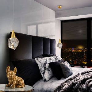 Schuller Valencia Suspension LED Aquaria, verre clair, or, polyédrique