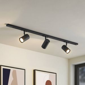Lindby système de lampes sur rail monophasé Linaro, GU10, 3 lampes, noir