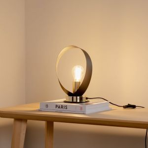 Lampe à poser Euluna Petla, noir/doré, métal, Ø 19 cm