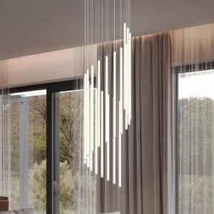 Trio Lighting Suspension LED Baxter, gris clair, &Oslash; 37 cm, m&eacute;tal CCT, intensit&eacute; variable