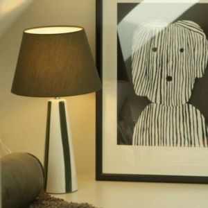 PR Home Lampe de table Leya, vert/blanc, hauteur 54 cm, métal/tissu