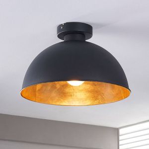Lindby plafonnier Lya, Ø 31 cm, noir-doré, métal, E27