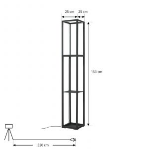 Lindby lampadaire LED Birta, sur pied, étagère, hauteur 155 cm