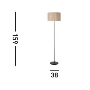 Searchlight Lampe sur pied Meadow, noir, marron, fibre naturelle, acier