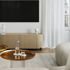 SOLLUX LIGHTING lampe &agrave; poser ORBI, beige, verre/m&eacute;tal, hauteur 19 cm, G9