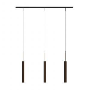 Audo Copenhagen Audo Suspension Tubulaire Rail, 3 lampes à 3 lampes, bronze, alu