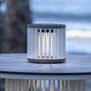 Les Jardins Lampe de table solaire LED Halo, blanc, alu/granite