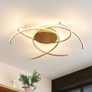 Lindby, plafonnier LED Yareli, doré, métal, Ø 70 cm