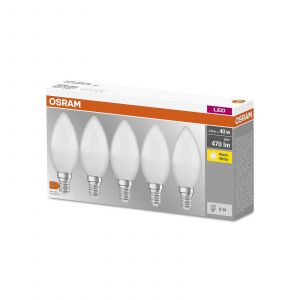 OSRAM Base Classic B ampoule bougie LED E14 4,9 W, lot de 5