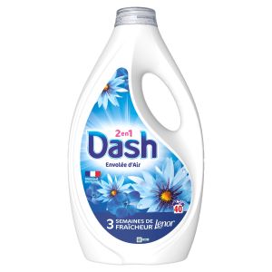 Dash lessive liquide 2en1 envol&radic;&copy;e d'air *40 lavages 1,8l