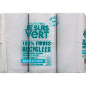 Monoprix je suis vert papier toilette triple &eacute;paisseur x6