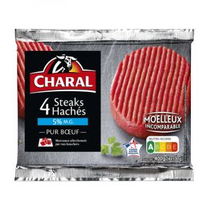Charal steak hach&radic;&copy; de b&asymp;&igrave;uf 5% de mg 4x100g