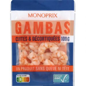Monoprix gambas cuites & d&eacute;cortiqu&eacute;es 100g